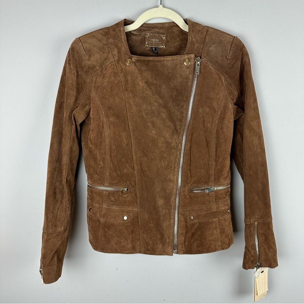 NWT Mango Genuine Leather Moto Jacket sz S